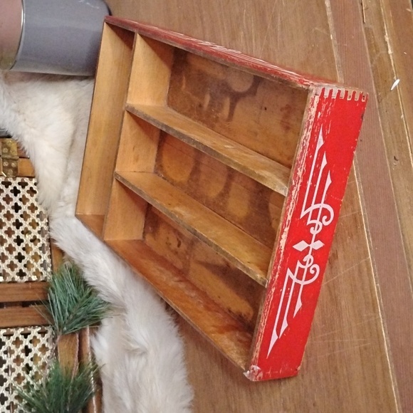 . Vintage Wooden Drawer Divider - Red & White Wood Utensil Organizer - Picture 5 of 9